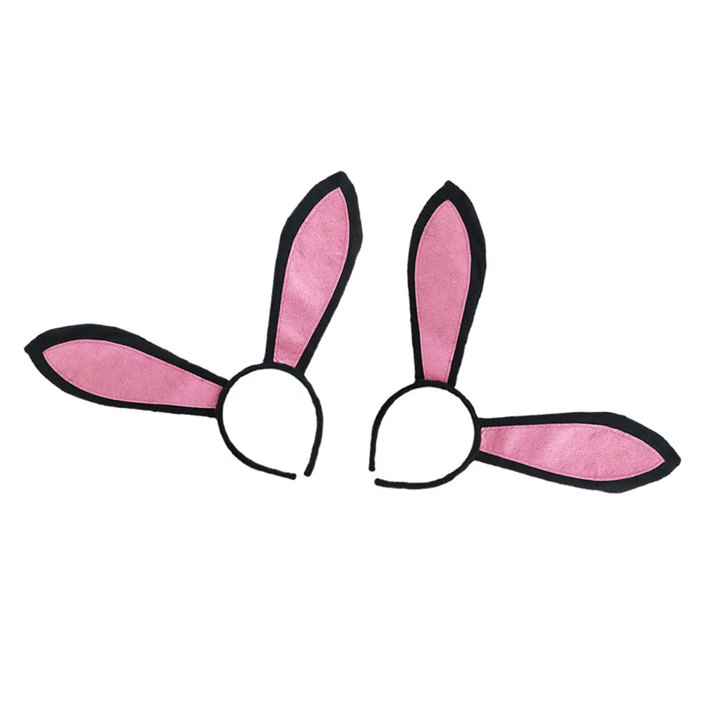 3 pçs conjunto de cocar de orelha de coelho preto diversão festival de páscoa wearable para crianças adultos traje festa role play acessório