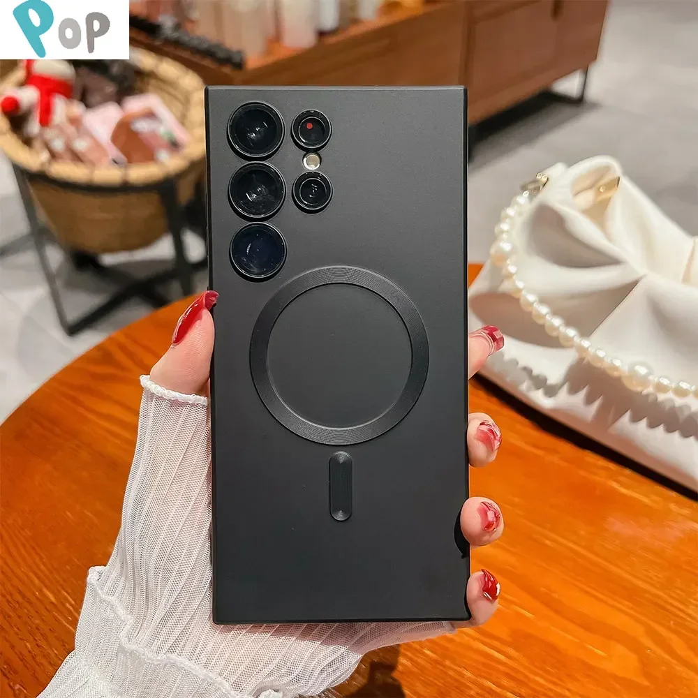 Wireless Charge for for Samsung Galaxy S24 Ultra S23 FE S22 Plus Case Magnet Magsafe Allround Camera Cover Shell