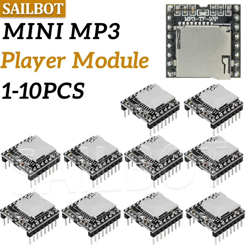 �y�Z�[�����z1-10PCS DFPlayer Mini MP3 Player Module V3.0 16P TF Card U Disk DF Player Audio Voice Module Board