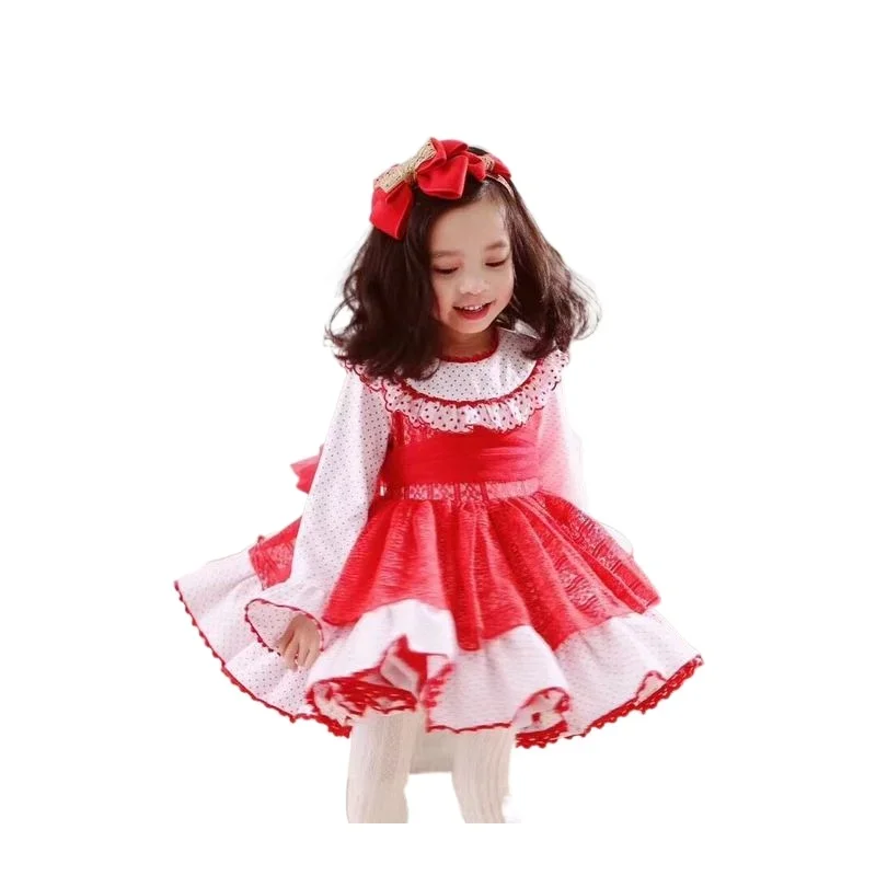 Spring New Arrivals Baby Sweet Long Cake Dress Christmas Costume Girl Kids Dresses for Girls Quality Cotton Soft Clothes