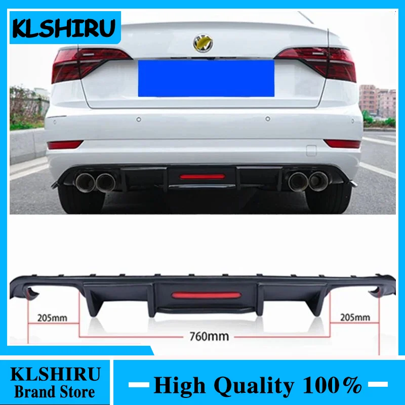 Carbon Fiber ABS Rear Lip With LED Light for Volkswagen Jetta Mk7 Spoiler 2009-2017 Fins Shark Style Diffuser Bumper