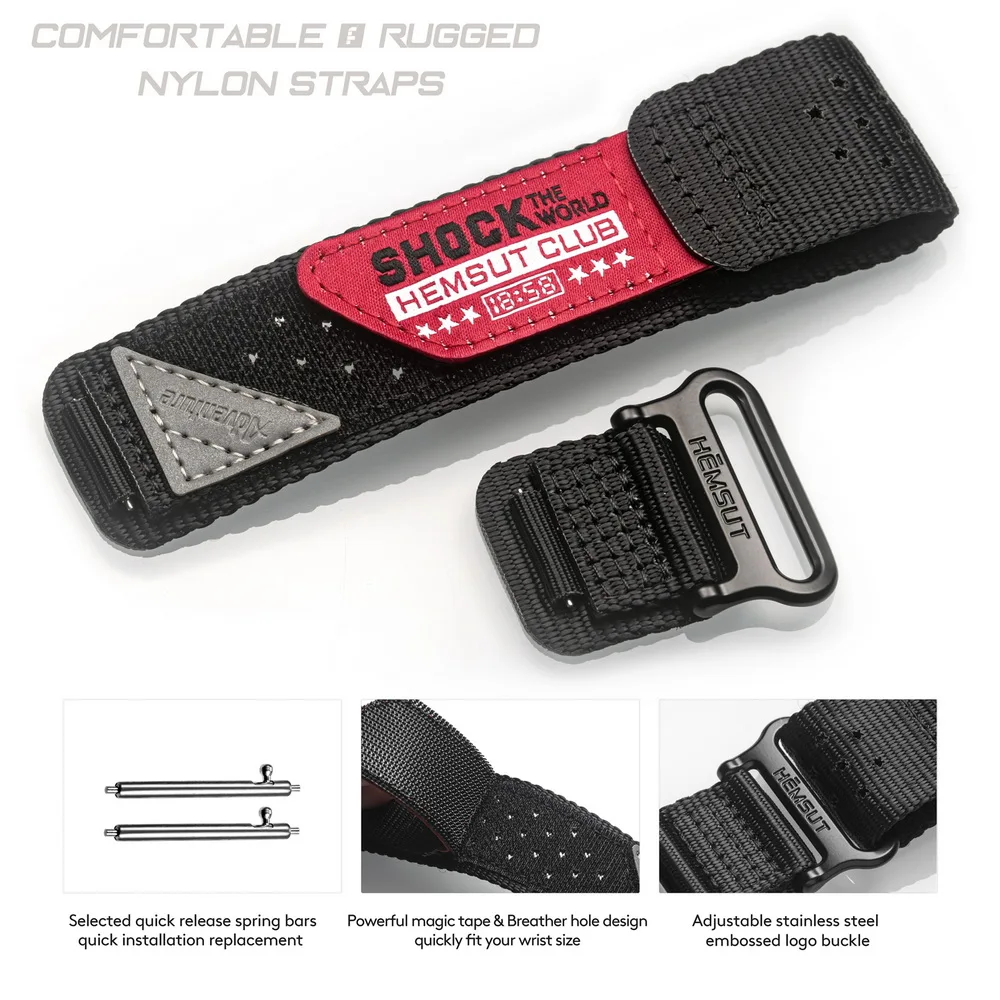 Hemsut Nylon Watch Band For Casio Gshock 16/18MM Replace Straps Fashion Compatible DW5600 GA110 DW8900 GA2100 9052 BA110