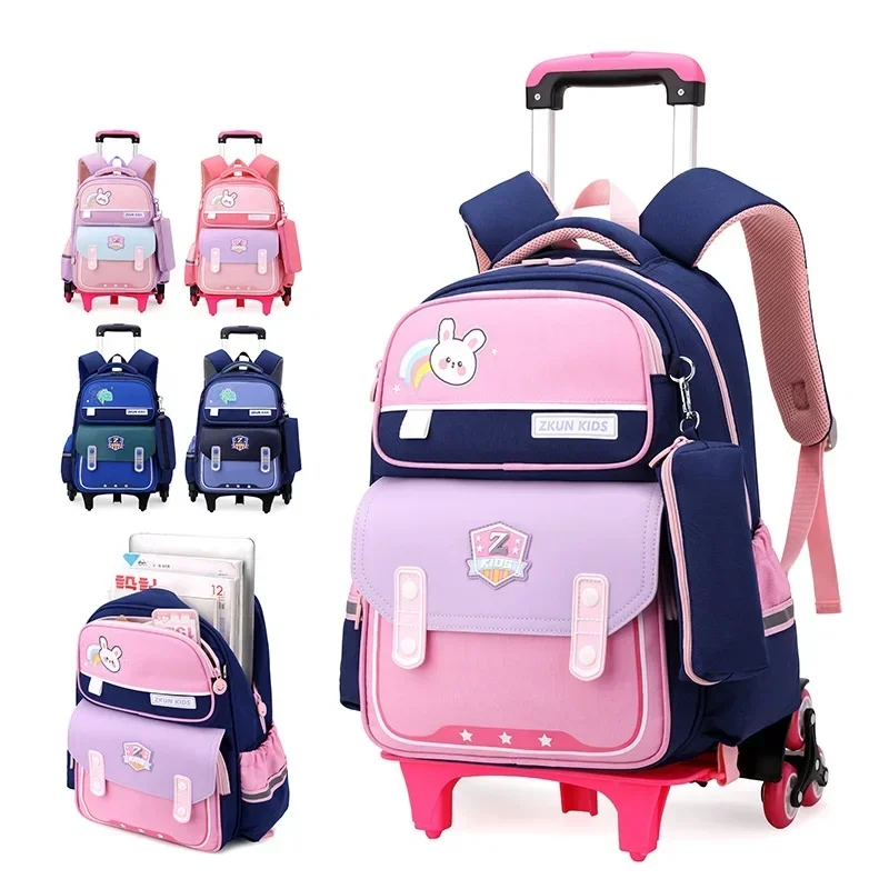 Children School Rolling Backpack School Bags for Girls Kids Wheeled Backpack School Backpack with Wheels Travel Luggage Mochila