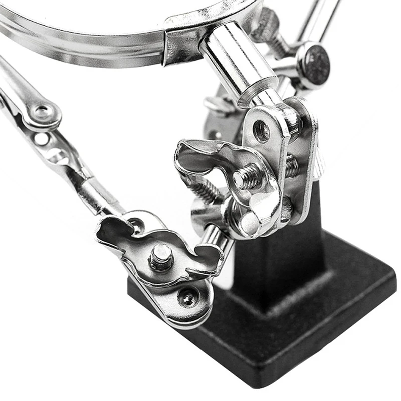 ●Welding Magnifying Glass with LED Light 5X Lens Auxiliary Clip Loupe Desktop Magnifier Third Hand Soldering Repair Tool