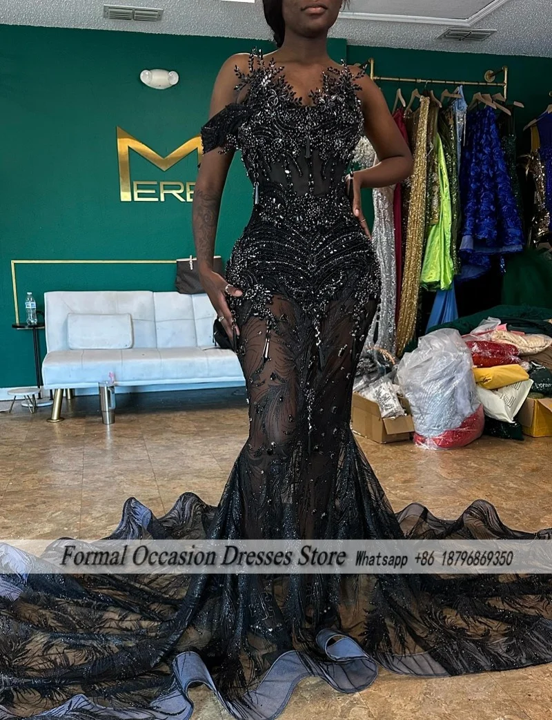 

Роскошные черные платья для выпускного вечера 2026, африканские девушки, матричные танцы, вечернее платье русалки с кристаллами, платье de Gala по индивидуальному заказу