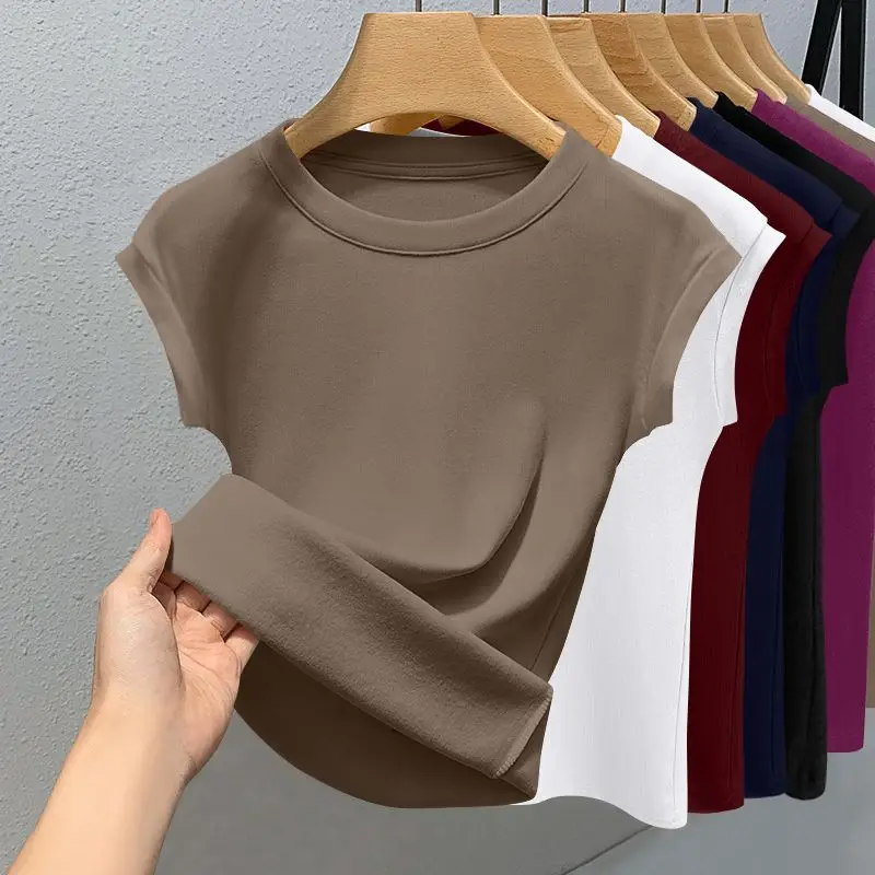 Women's New Sleeveless T-shirt Trendy Fashion Casual Slim Fit Summer Round Neck Ribbed Solid Color Cool Thin Base Top image 6