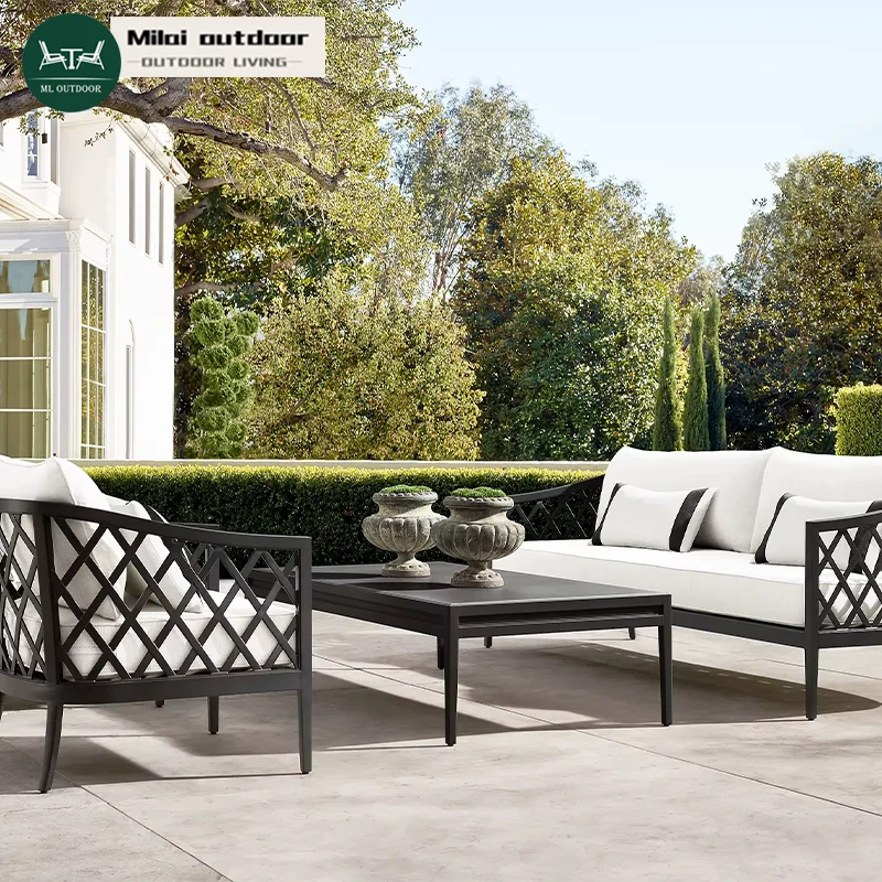 

Hot Selling Modern Design Outdoor Aluminum Sofa Set For Hotels Garden Villas Courtyards Factory Leisure Furniture