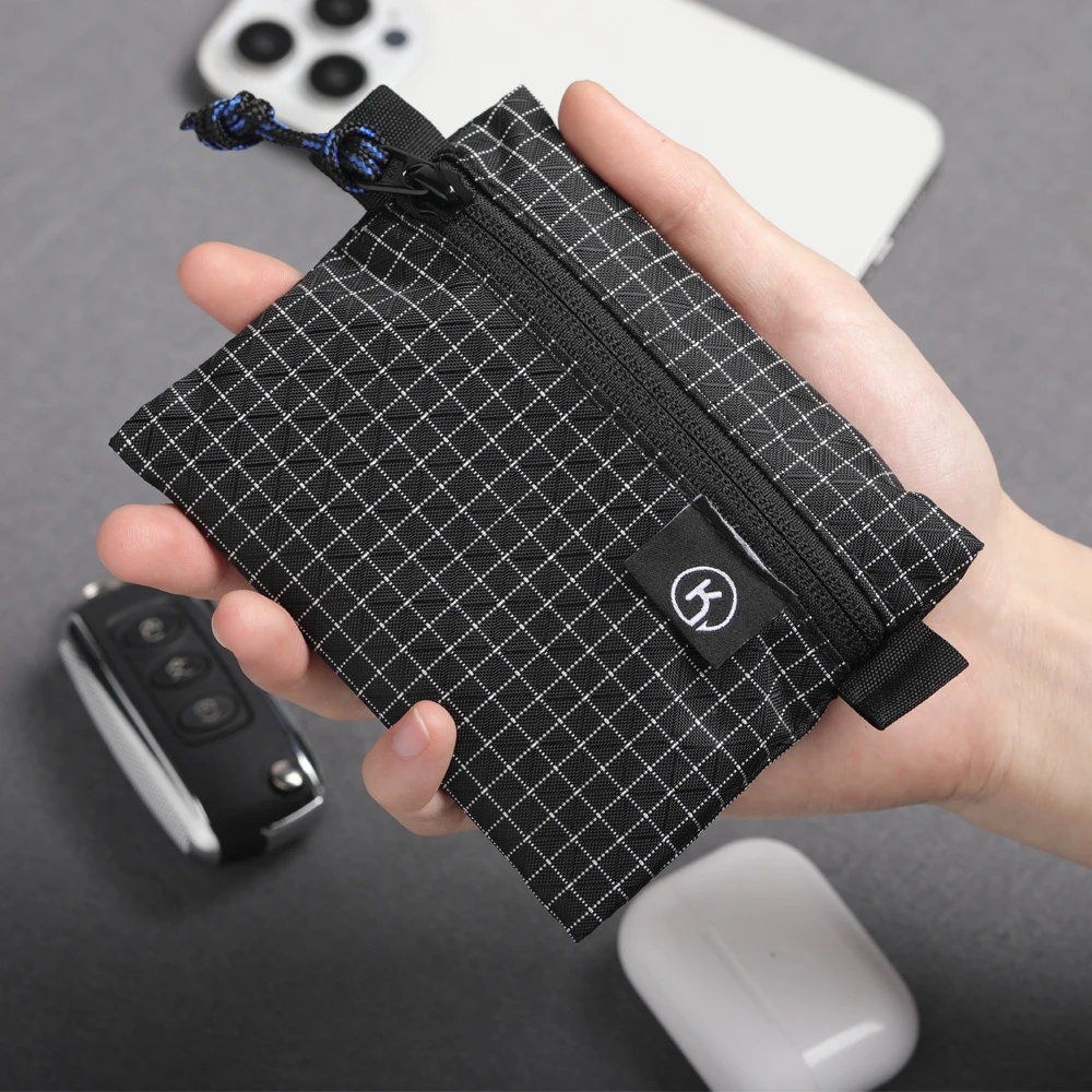 Kosibate Gridstop Dompet Dompet Koin Kantong Ritsleting Ultraringan dengan Organizer Ritsleting YKK untuk Mendaki, Backpacking, dan Perjalanan