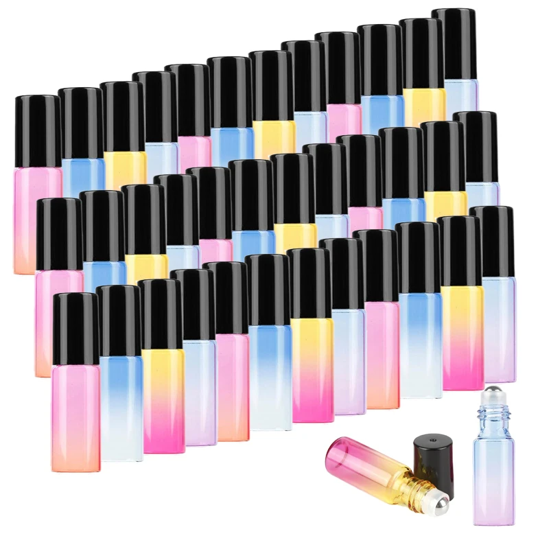 

20/30/50pcs Glass Roll-on Bottles 5ml with Metal Roller Balls Glass Vials for Essential Oils Colognes Perfume Travel Bottles