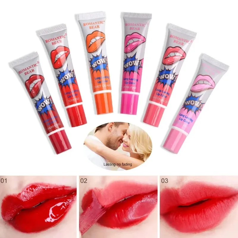 6 Farben Erstaunlicher, abziehbarer flüssiger Lippenstift, wasserdicht, langlebig, Lipgloss, Tönung, feuchtigkeitsspendend, abreißbar, Lippenfleck, Make-up, Kosmetik