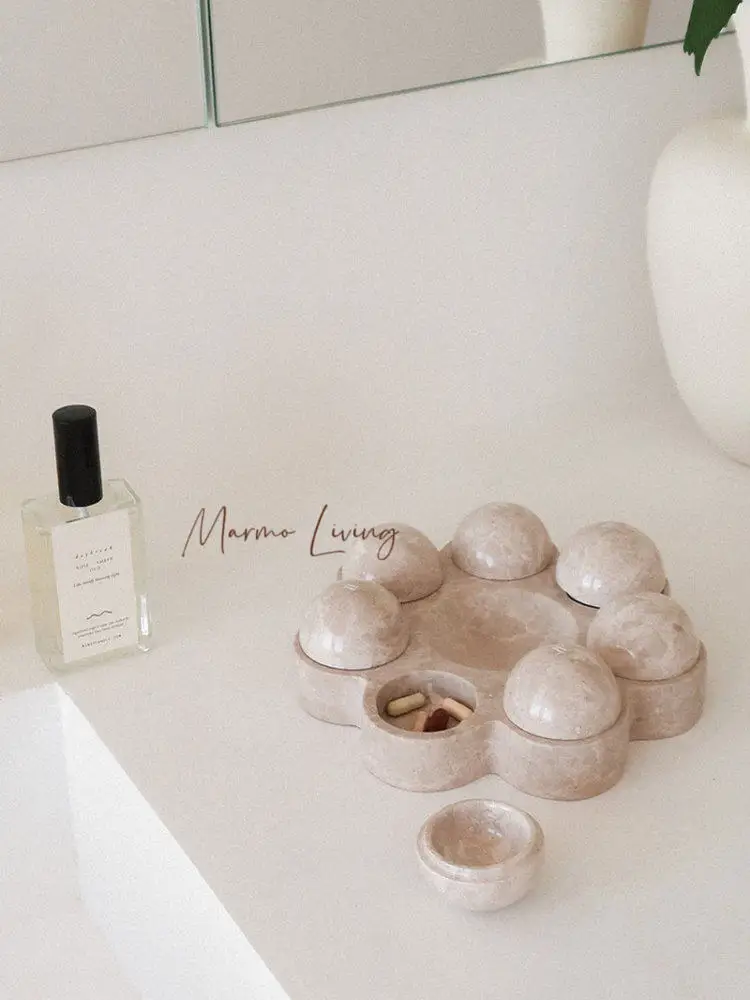 Natural Marble Jewelry Box Stone Ornament Luxury Home Decor Living Room Bedroom Storage