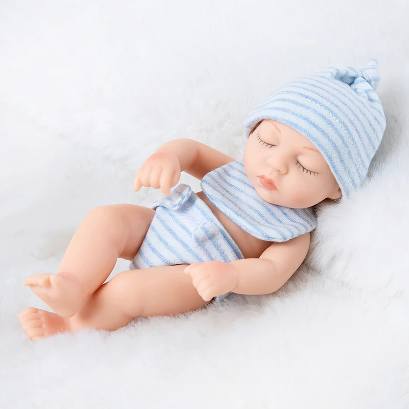 Mini 7Inch/20CM Zachte Full Body Siliconen Reborn Peuter Pop levensechte Pasgeboren Pop Mooie Pyjama Pop Speelgoed voor Meisjes Leuke Gift