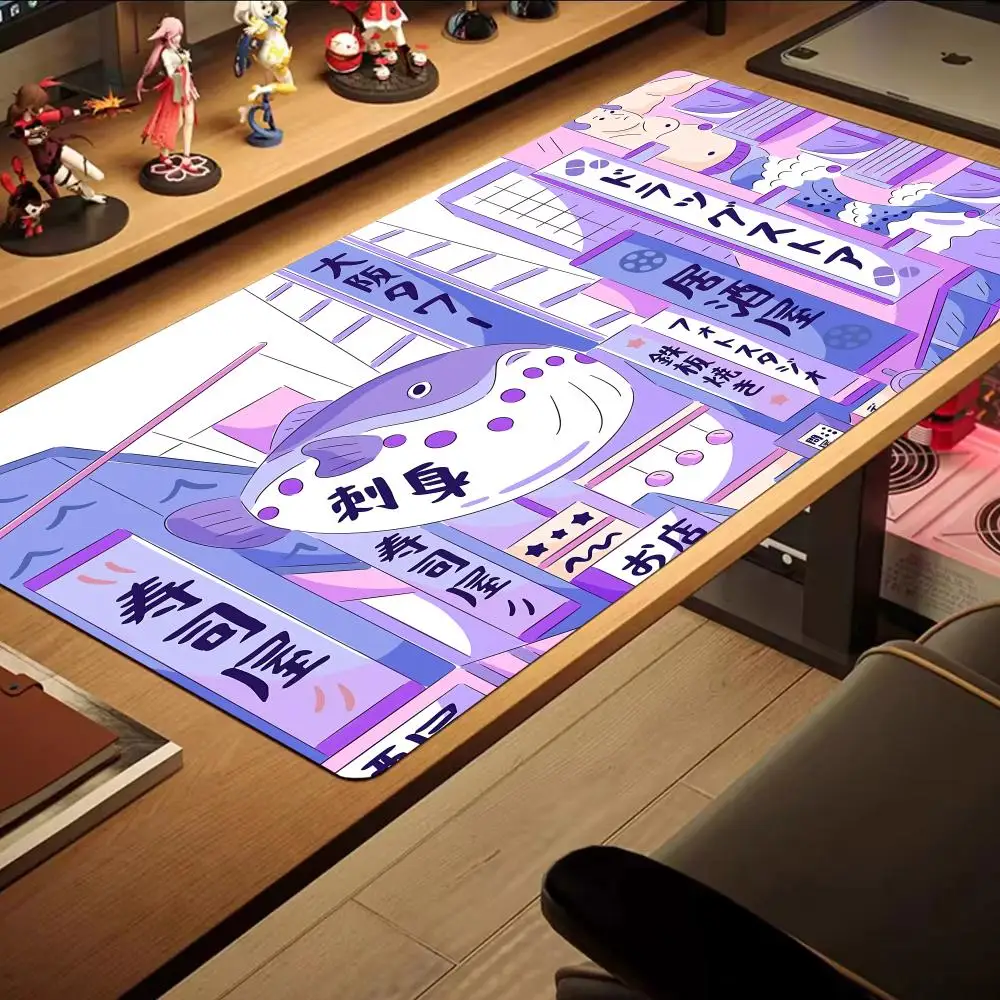 

Japanese sushi Kawaii Mouse Holiday gifts Pad Non-Slip 900x400 XXL Rubber Edge Office gadgets Anime locking 1200x600