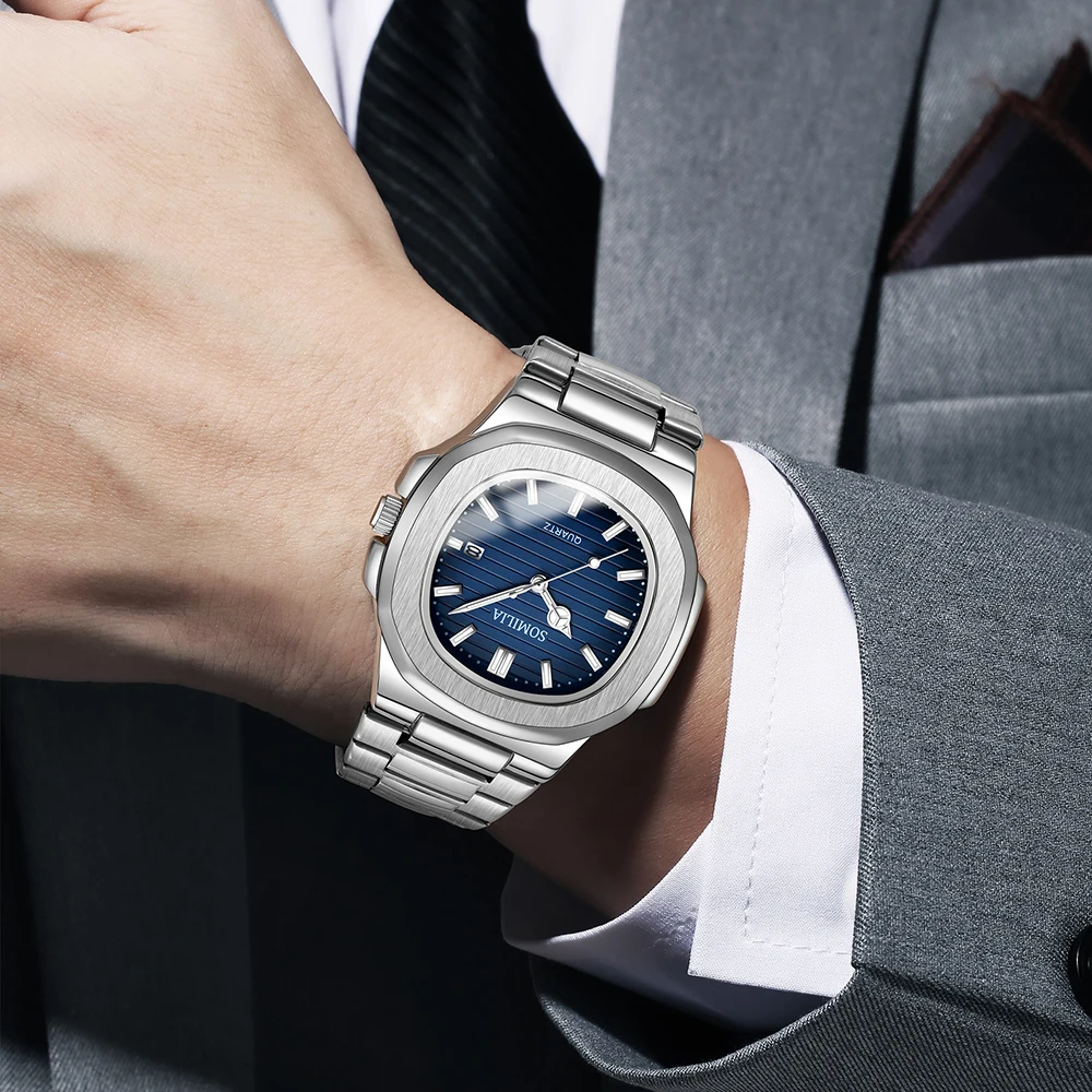 SOMILIA, reloj ultrafino a la moda para hombre, reloj sencillo de cuarzo de acero inoxidable para negocios para hombre, reloj informal para hombre 2310