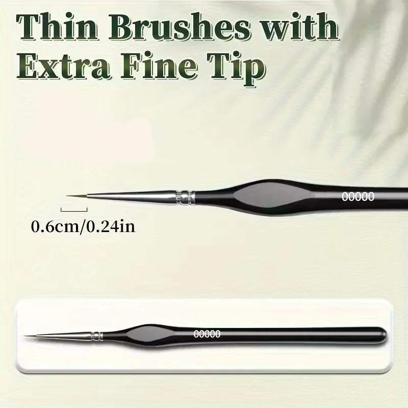 8/10/12pcs Professional Small Detail Brush, 00000 # Fine Tip Brush Set, Detail Brush Set, Suitable for Detail Painting