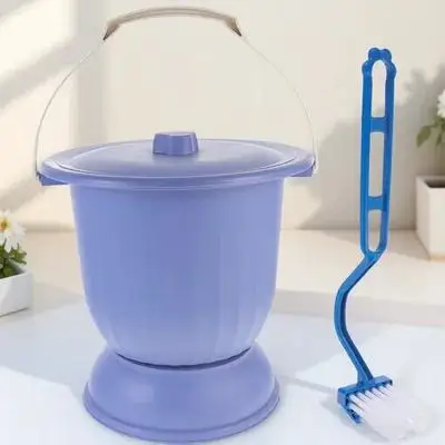 

Plastic Chamber Pot Lightweight High Base Spittoon Random Color Urinal Pot Portable Urinal Container Sealed Lid Easy