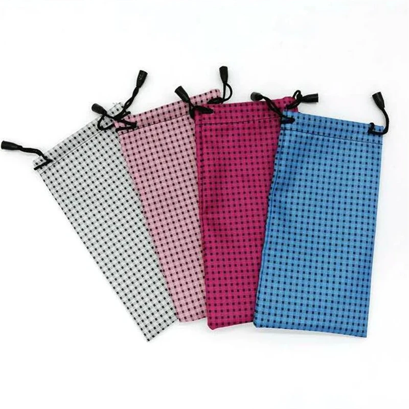 

Y93 100 pcs/lot 18*9.5cm Glasses Case Soft Waterproof Plaid Cloth Sunglasses Bag Glasses Pouch Color shipped random Wholesale
