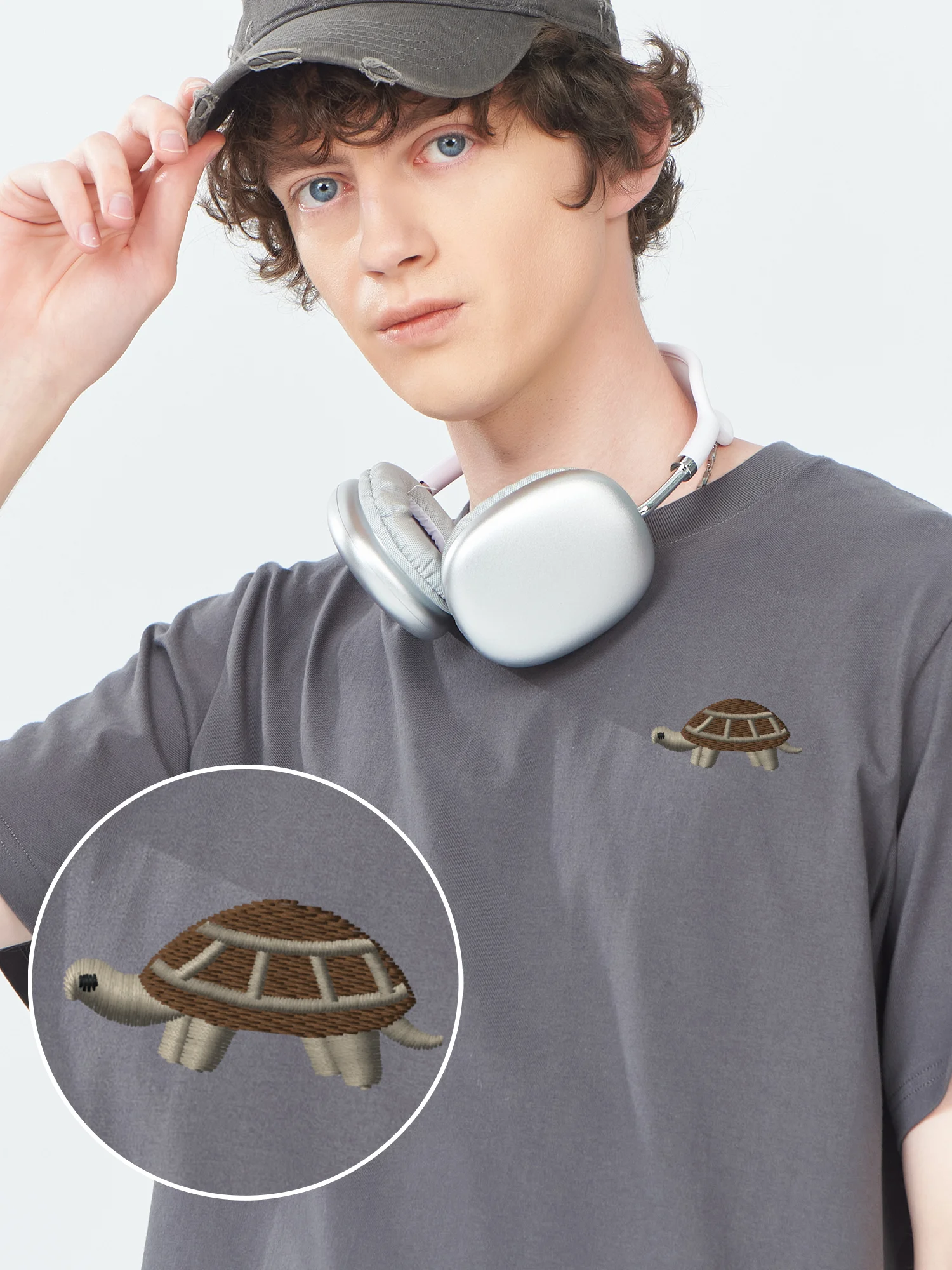 

Футболка с вышивкой черепахи, футболки с вышивкой из 100% хлопка, мужские корейские модные мужские футболки с короткими рукавами на день Святого Патрика