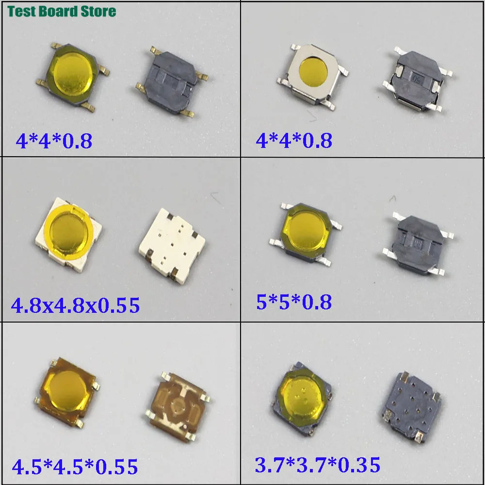 20/50/100Pcs Waterproof Membrane Button Switch 4.8*4.8*0.55 SMD 4P 5*5*0.8 3.7*3.7*0.35 4.5*4.5*0.55 4*4*0.8 Patch Touch Switch