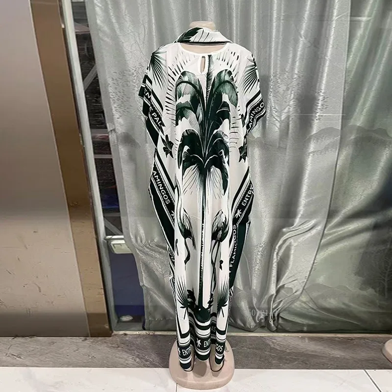 Loose Print Long Dresses Women O-neck Full Sleeve Pleated Holiday Dress Female 2026 Spring Summer Lady Fashion Robes High Street