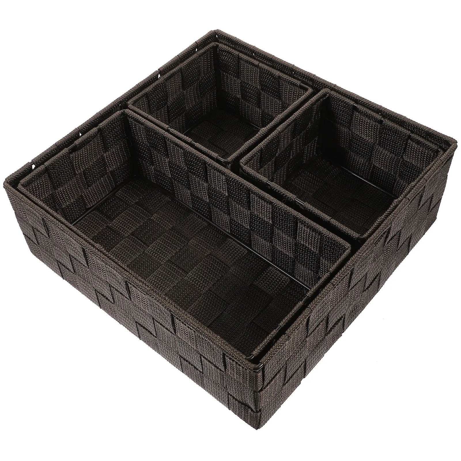 4Pcs Desktop Organizer Storage Boxes Woven Cube Bins for Office Makeup Cosmetics Sundries Pen Holder Home Desk Sorting Case