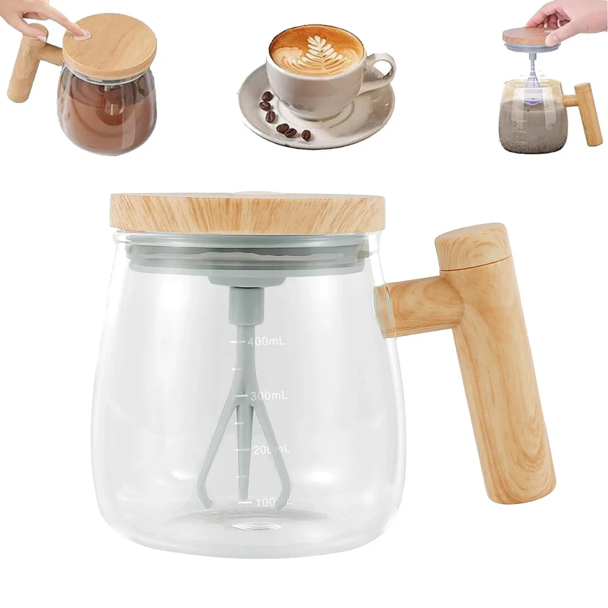 

Self Stirring Coffee Cup Electric Stirring Mug 400ml Self Mixing Mug Glass Waterproof Automatic Electric Protein Powder Mix Cup