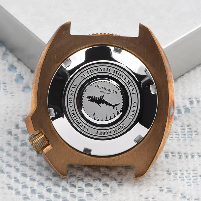 HEIMDALLR CUSN8 Bronze Turtle 6105 Watch Modify Parts Vinatge 44mm Diver Watch Case Sapphire Glass Suitable For NH35/36 Movement