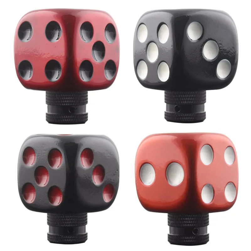 Universal Black Red Dice Style Car Manual Stick Gear Shift Knob Transmission For Sedan Coupe Crossover Wagon Hatchback Truck SUV