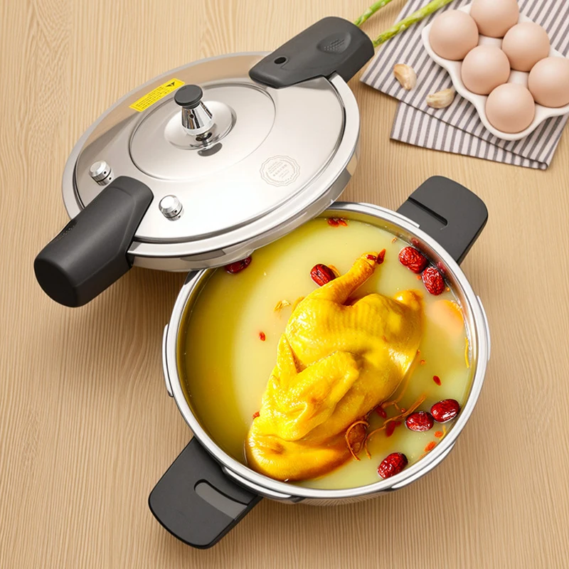 18CM/1.8L Pressure Cooker Explosion-proof Micro Pressure Soup Pot 304 Stainless Steel Gas Stove Induction Cooker 80Kpa