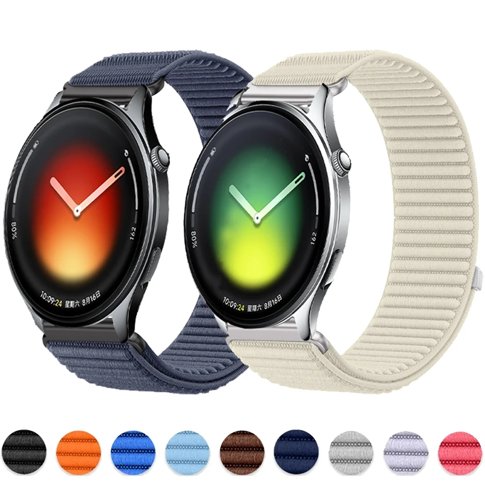 18 20 22mm Nylon Loop Strap for Xiaomi Watch 5 S4-3 Samsung Watch 7 6 5 4 Sports Bracelet for Amazfit Balance 2/Active Max/Bip 6