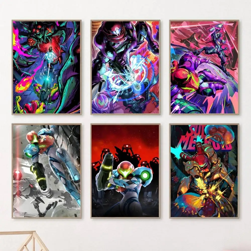Classic Retro Anime Shooting Game M-Metroid P-Prime Manga Posters HD Print Vintage Wall Art Decor for Home Study Room