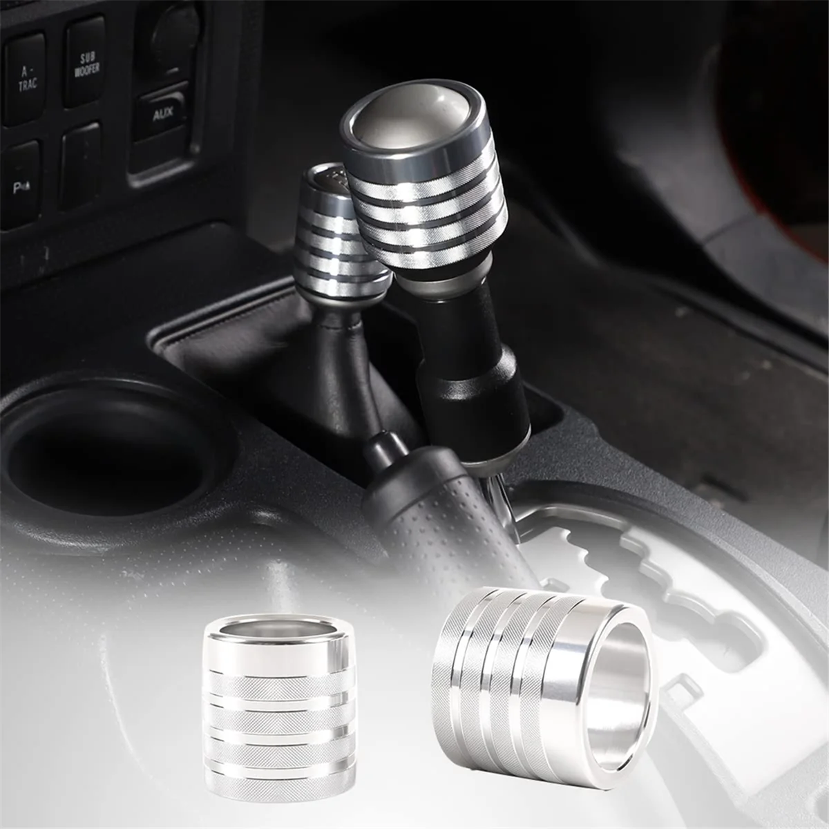 For 2007-2021 Gear Shift Knob Cover Trim Decoration Accessories Aluminum Alloy - Silver