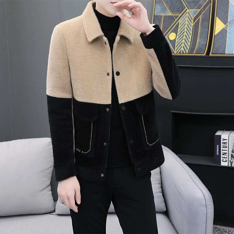 High Quality Men's Slim Fit Woolen Coats Autumn Winter Youth Casual Warm Fleece Jackets Streetwear Thicken Tops Parkas Clothing