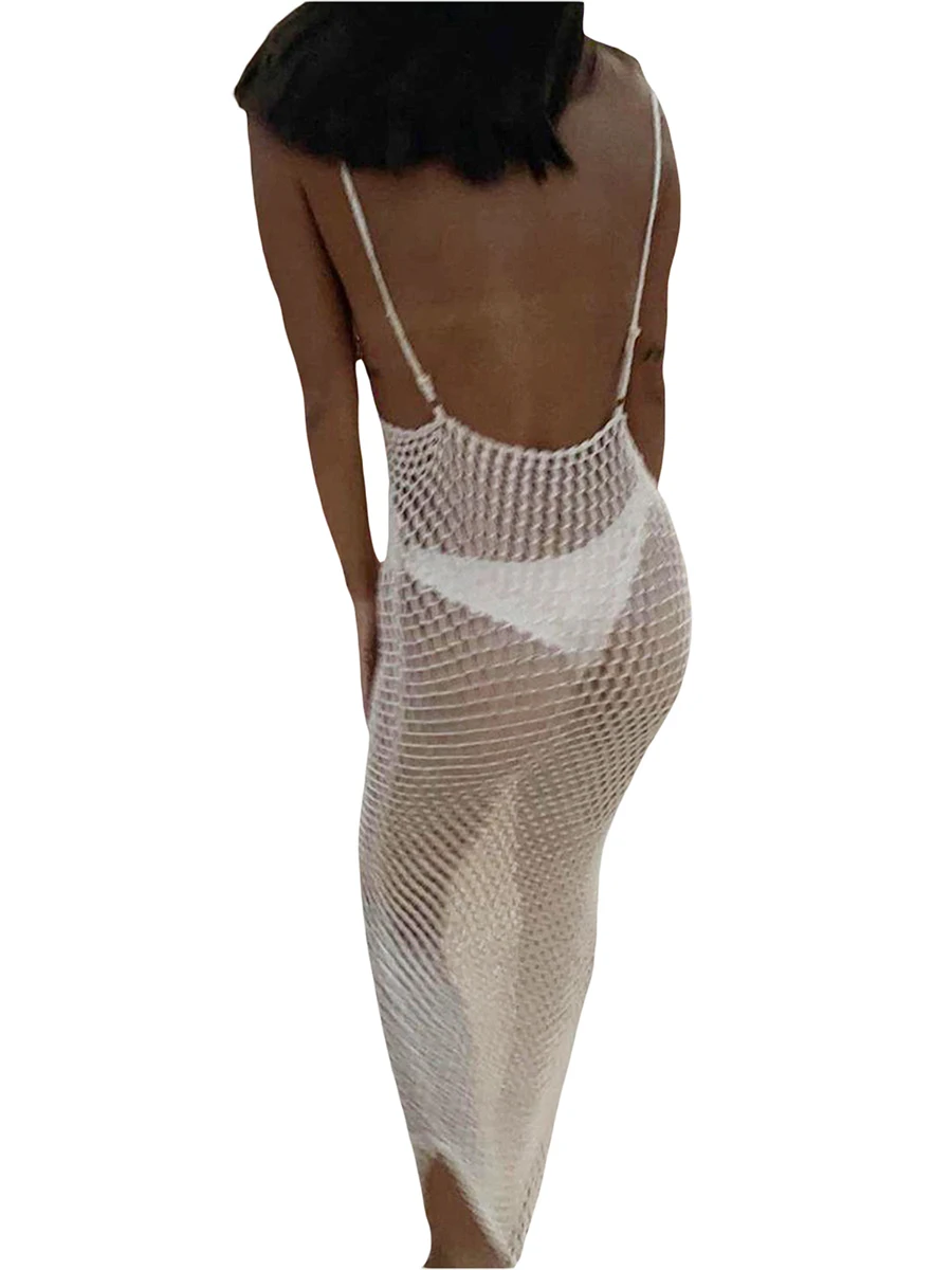 Smvp Women Knitted Beach Cover Ups Crochet Cutout Backless Beach Dress For Women Bikini Swimsuit Bathing Suit Summer Beachwear view 2
