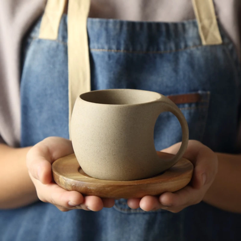 Zestaw łyżek Retro ceramiczna filiżanka do kawy naczynia, kreatywne domowe biuro popołudniowa herbata filiżanka kawa Latte, bezpieczne kubek na wodę