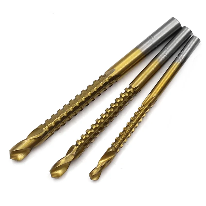 Set di punte per trapano a gradino HSS da 7 pezzi scanalatura dritta taglierina per fori a cono rivestita in titanio punzone centrale automatico punta per sega a spirale