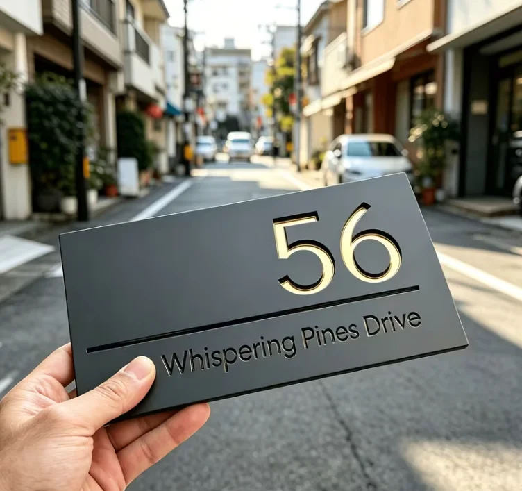 Custom Acrylic Door Sign 3D Floating Nordic Door Sign Personalized Laser Cutting Modern House Outdoor Street Address Name