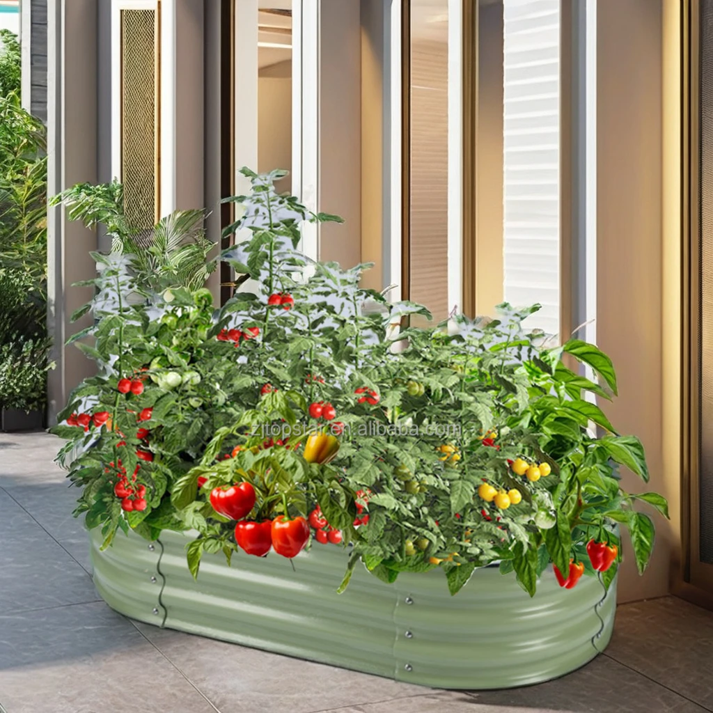Modern Large Galvanized Cast Iron Bamboo Garden Decoration Kit Flower Pots Planter Rack Home Nursery Outdoor Floor Usage Planter
