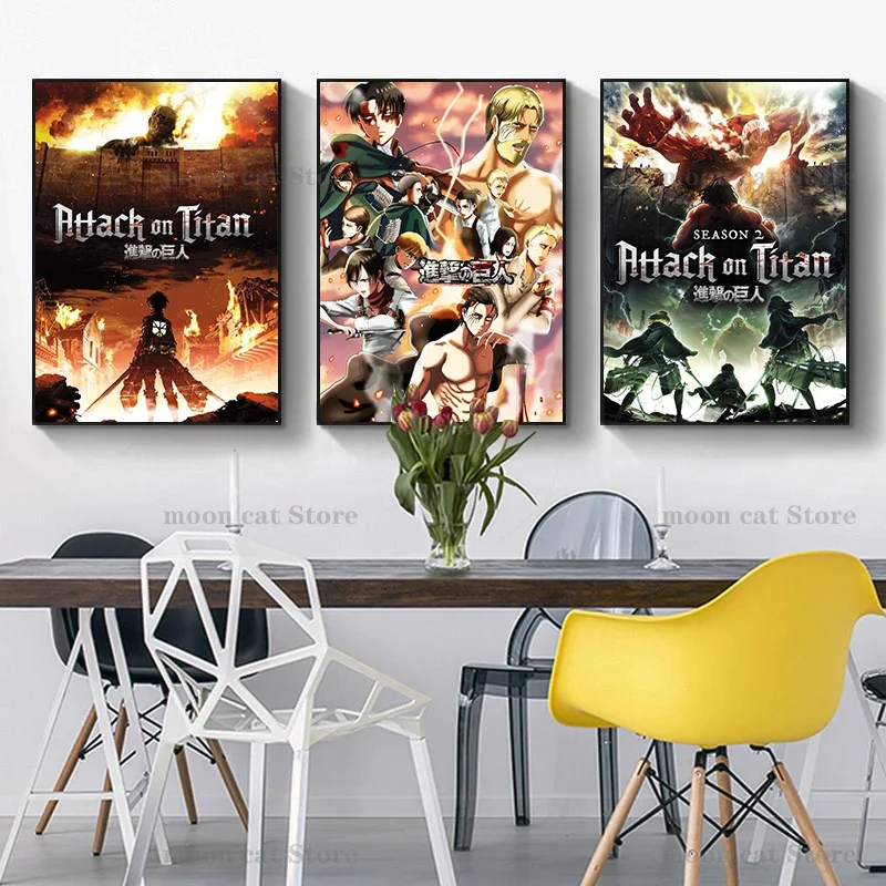 سلسلة أنيمي يابانية هجوم على تيتان ملصق الجزء الأخير ، لوحة قماشية ، صور حائط كرتونية ، ديكور الغرفة ، هدية المشجعين ، ساخن #2