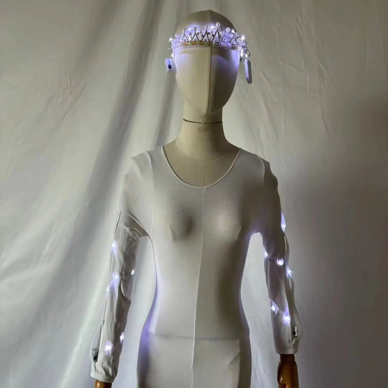 

LED Jumpsuit Bottom Lighting Performance Dress under Shirt Glowing Pants for Stage Wear