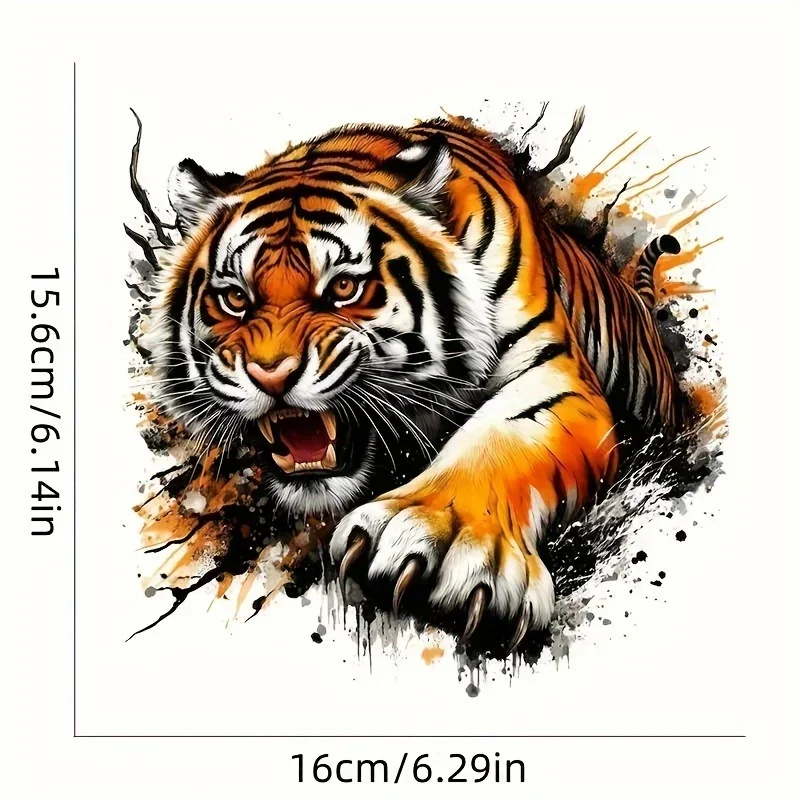 Cool Aggressive Tiger Vinyl Sticker, Waterproof Decal for Motorcycles Cars Laptops Walls Windows Bumpers Exterior DIY Decor