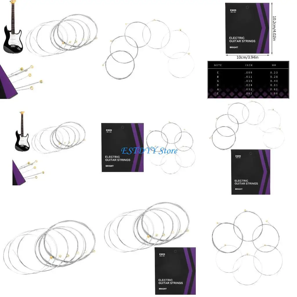 

G6DE 6Pcs Electric Guitar Strings Brilliant Sound Quality Strings .009-.042