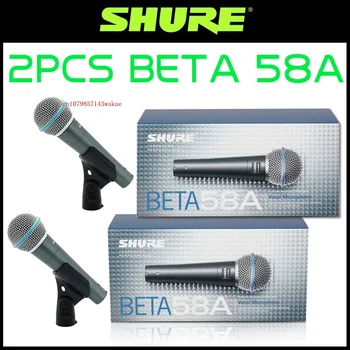 SHURE BETA 유선 다이나믹 홈 앰프 스튜디오 녹음 마이크, 가라오케 바 무대 라이브 공연용 핸드 헬드 마이크, 58A, 2 개