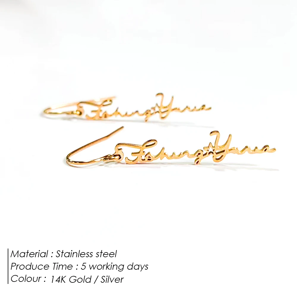 EMANCO Customized Name Pendant Earrings for Women Gold Color Personalized Letter Stainless Steel Earrings Dropshipping