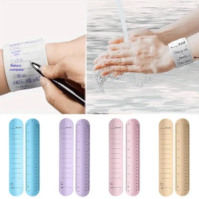 New Silicone Wristband Memo Pad Wristband Notebook Reusable Erasable To-Do List Bracelet Curve Ruler Multi-Functional