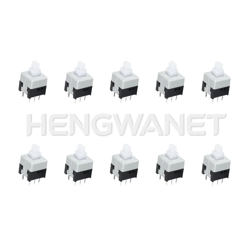 10PCS Mini Push button switch 6Pin Push Tactile Power Micro Switch Self lock On/Off button Latching switch 8.5X8.5mm 8.5*8.5mm