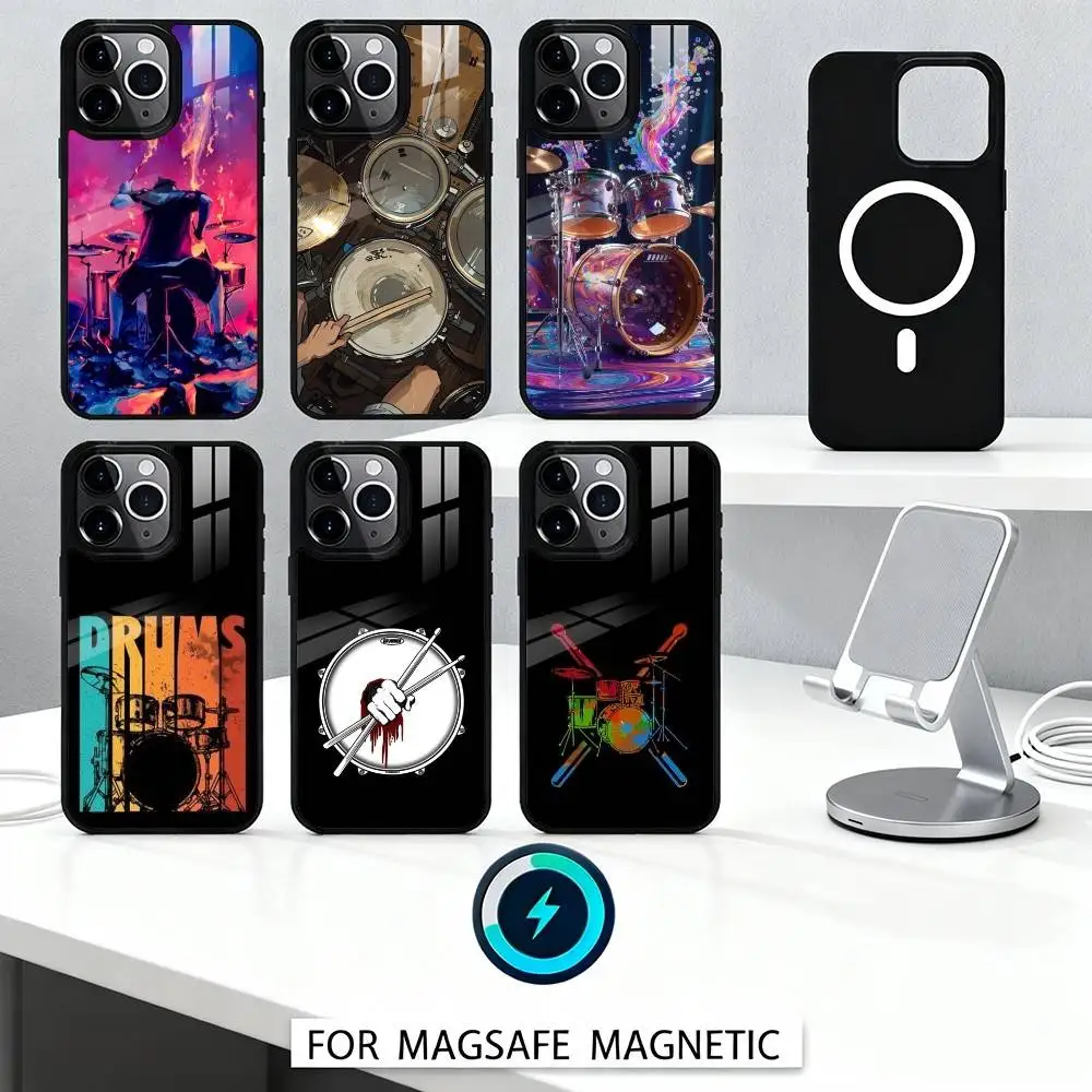 

Eclectic Drum & Percussion Art Series Phone Case Magnetic For iPhone16 15 14 13 12 Pro Max For Magsafe Wireless Charging Cover