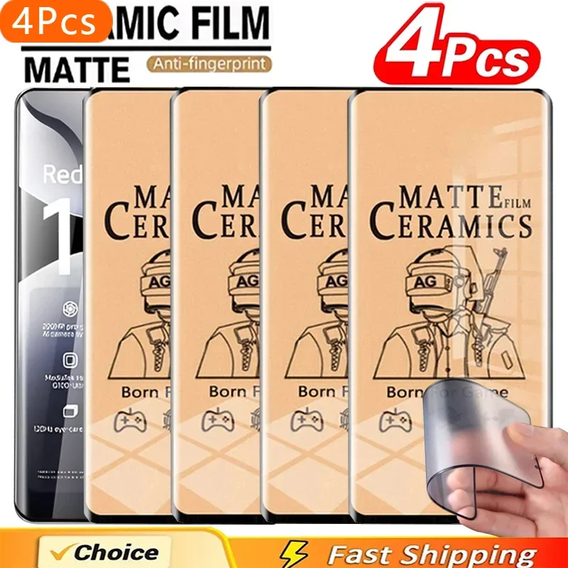 

4PCS Matte Ceramic Film For Xiaomi Redmi Note 14 13 Pro Plus Screen Protector For Xiaomi Mi 14 13 11 Ultra 13 12 Lite Soft Film