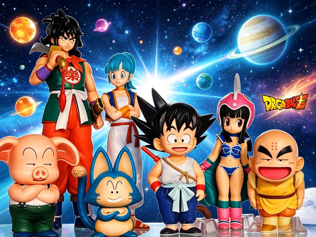 Figura de Ação Dragon Ball Z Super Saiyan Son Goku, Krillin, Chichi, Bulma, Puar, Oolong, Modelo de Brinquedo para Presentes