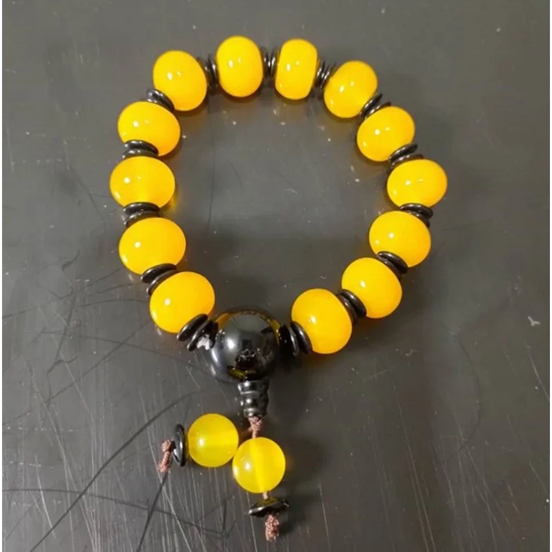 Source Jade Jewelry Style a for Women Goods Yellow Agate Ice-like Abacus Bead Bracelet Ornament